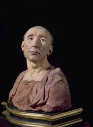 Portrait bust of the condottiere Niccolo da Uzzano (1359-1431) (polychrome terracotta)